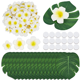 60шт. 3 стили искусственный цветок eva, для украшения дома на свадьбу своими руками, с 100шт. плоской круглой двусторонней клейкой лентой и 30шт. пластиковым искусственным листом