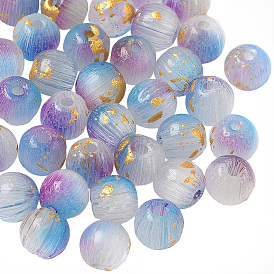 376 шт бусины кошачий глаз, волочильных стиле, круглые, золотая фольга