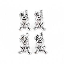 Tibetan Style Alloy European Beads, Cadmium Free & Lead Free, Rabbit