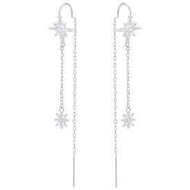 1 пара 925 серебряные серьги-звездочки, с четким кубического циркония, с замшевой тканью из поликарбоната квадратной серебряной полировальной салфеткой