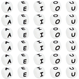 50шт 5 стили куб с буквами силиконовые бусины