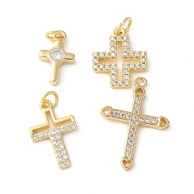 Латунные микропаве прозрачные подвески с фианитом, крест прелести, без кадмия и без свинца, долговечный, стойки покрытие, с целью перехода в кольце