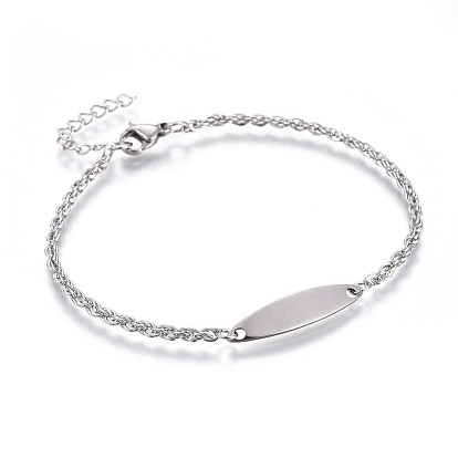 Ionenplattierung (IP) 304 Edelstahl-ID-Armbänder, mit Seilketten und Karabinerverschlüsse