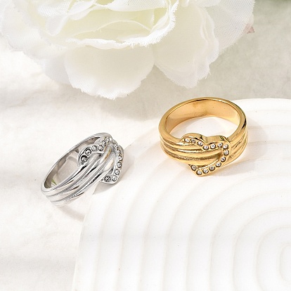 304 женские кольца из нержавеющей стали с микропаве из кубических цирконий, сердце