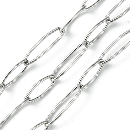 304 Stainless Steel Oval Link Chains, Soldered, with Spool