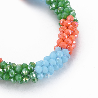 Crochet Glass Beads Braided Stretch Bracelet, Women's Nepel Handmade Jewelry