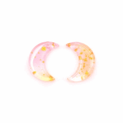 Pendentifs en verre, avec de la poudre de paillettes, charmes de croissant de lune