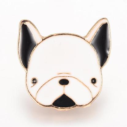 Alloy Enamel Brooches, Enamel Pin, with Brass Finding, Dog, Light Gold