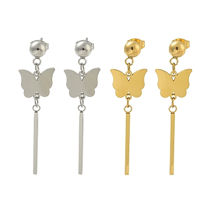 Ионное покрытие (ip) бабочка 304 серьги-гвоздики из нержавеющей стали