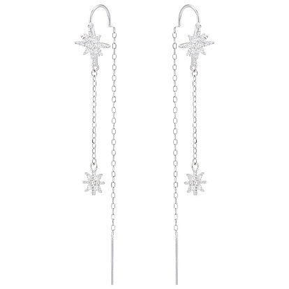 1 пара 925 серебряные серьги-звездочки, с четким кубического циркония, с замшевой тканью из поликарбоната квадратной серебряной полировальной салфеткой