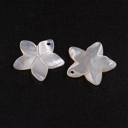 Natural White Shell Mother of Pearl Shell Pendants, Flower