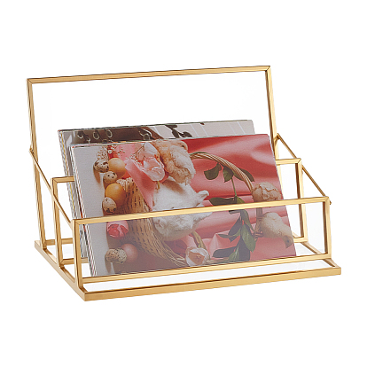 Подставки для визиток из латуни и стекла, трапециевидные