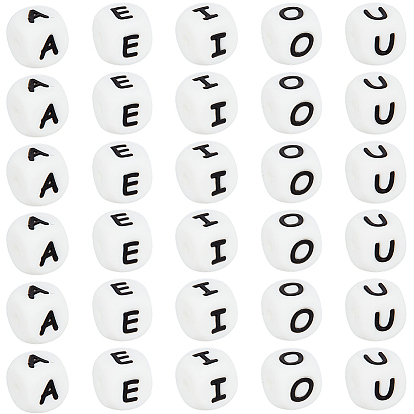 50шт 5 стили куб с буквами силиконовые бусины