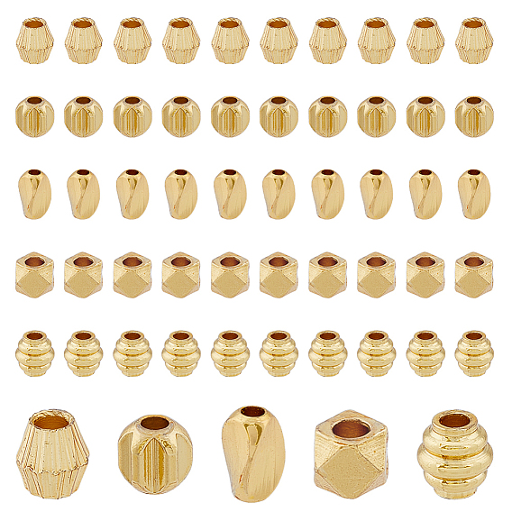 100шт 5 стиль стойка покрытие латунные бусины, долговечный, колонна и биконус и рондель и многоугольник и витая труба