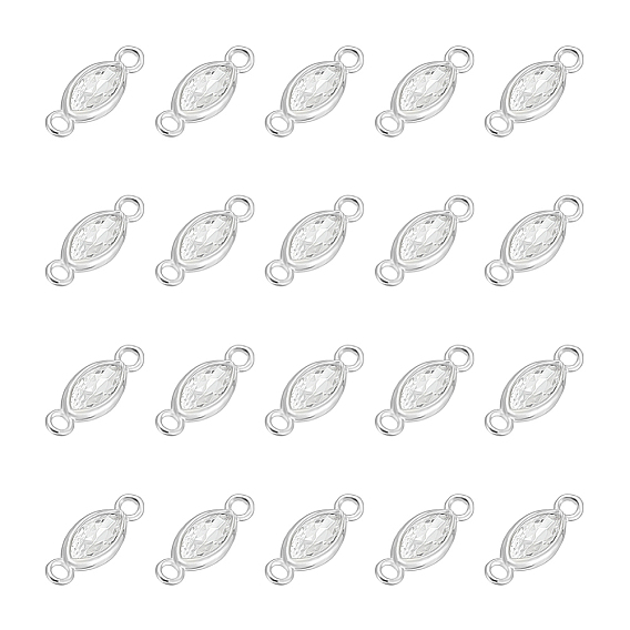 20 шт. 925 подвески-коннекторы из стерлингового серебра с прозрачными кубическими цирконами, ссылки на конский глаз