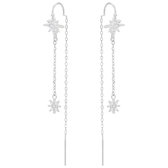 1 пара 925 серебряные серьги-звездочки, с четким кубического циркония, с замшевой тканью из поликарбоната квадратной серебряной полировальной салфеткой