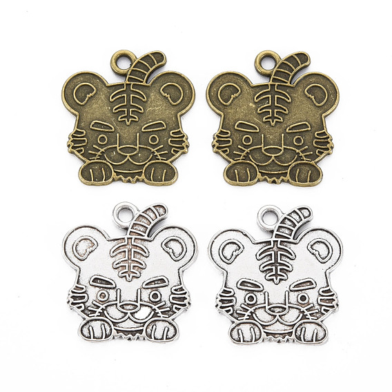 Сплавочные сеттинги для кулона, тибетский стиль, без кадмия и без свинца, тигр