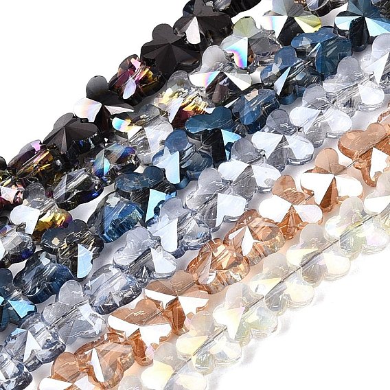 Electroplate Glass Beads Strands, Butterfly, Faceted