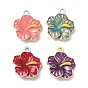 Alloy Enamel Pendants, Flower Charms, Long-Lasting Plated, Golden, Rack Plating