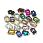 Alloy Glass Pendants, Faceted, Rectangle Octagon, Platinum