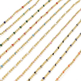 Латунные шаровые цепи, с эмалью, без кадмия, без никеля и без свинца, пайки, с катушкой, реальный 18 k позолоченный