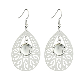 Наборы для изготовления висячих серег своими руками, включая 304 оправы для сережек из нержавеющей стали и прозрачные стеклянные кабошоны