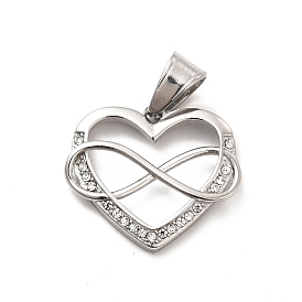 304 Stainless Steel Pendants, with Crystal Rhinestone, Heart and Infinity Charms