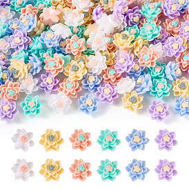 120шт 6 цветные кабошоны из непрозрачной смолы, цветок