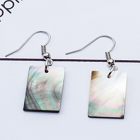 Natural Texture Shell Earrings, Matte Geometric Marble Dangle Earrings Accessories, Platinum