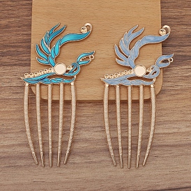 Alloy Enamel Hair Comb Findings, Cabochon Settings