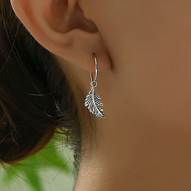 Винтажные латунные серьги-кольца в форме листьев