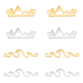 16шт 4 стили 201 подвески из нержавеющей стали, полые звенья, форма горы и волны