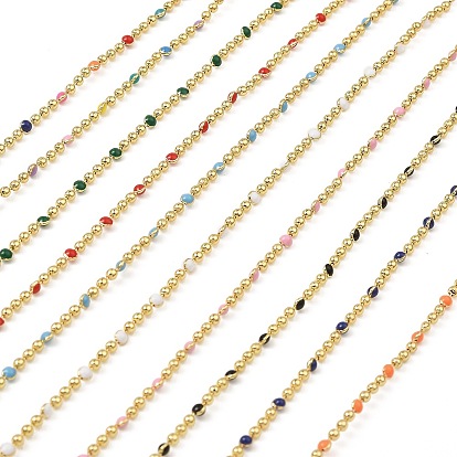 Латунные шаровые цепи, с эмалью, без кадмия, без никеля и без свинца, пайки, с катушкой, реальный 18 k позолоченный