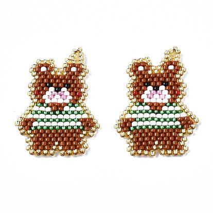 MIYUKI & TOHO Japanese Seed Beads, Handmade Pendants, Loom Pattern, Bear