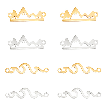 16шт 4 стили 201 подвески из нержавеющей стали, полые звенья, форма горы и волны