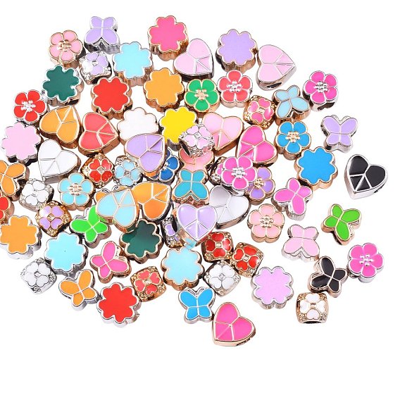UV Plating Acrylic Enamel European Beads, Large Hole Beads, Mixed Shapes