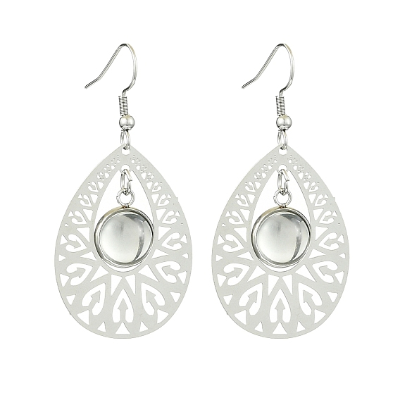 Наборы для изготовления висячих серег своими руками, включая 304 оправы для сережек из нержавеющей стали и прозрачные стеклянные кабошоны