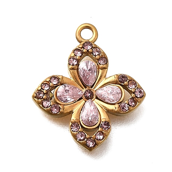 304 подвески из нержавеющей стали, с кубического циркония, , ионное покрытие (ip), золотые