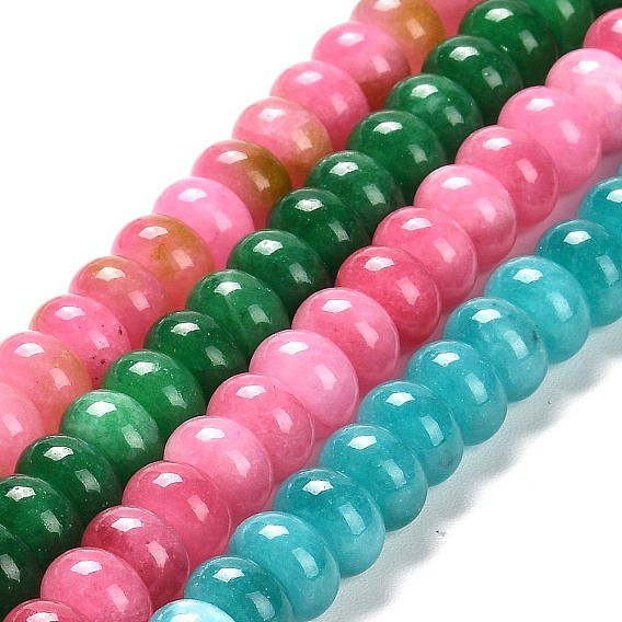 Окрашенные природные белый нефрит бисер пряди, гладкая рондель