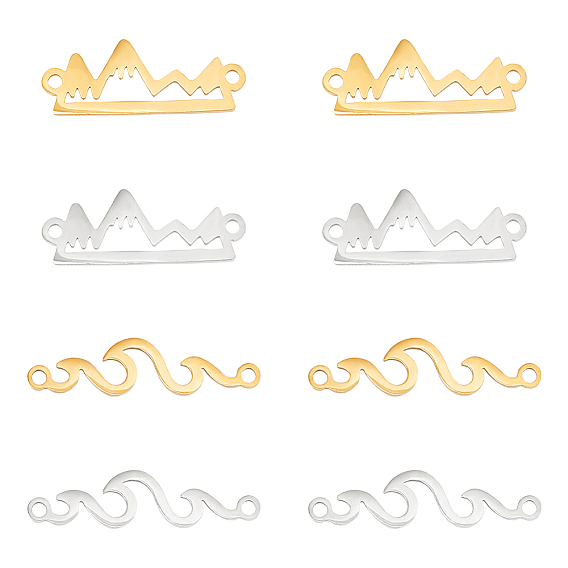 16шт 4 стили 201 подвески из нержавеющей стали, полые звенья, форма горы и волны