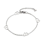 304 Stainless Steel Cable Chain Anklets, with Double Heart Link and Lobster Claw Clasps