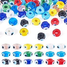 54 шт 9 цвета ручной работы бусины лэмпворк сглаза, плоско-круглые