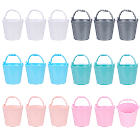 18Pcs 6 Colors Bucket Plastic Miniature Ornaments, Micro Landscape Home Dollhouse Accessories, Pretending Prop Decorations