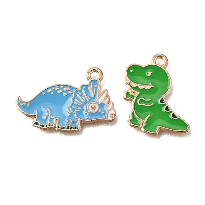 Aleación con colgantes de esmalte, encantos de dinosaurios, la luz de oro