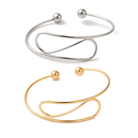 Изогнутые открытые браслеты-манжеты для женщин, ионное покрытие (IP) 304 динамометрические браслеты из нержавеющей стали