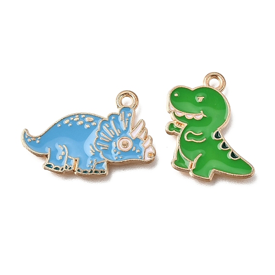 Aleación con colgantes de esmalte, encantos de dinosaurios, la luz de oro
