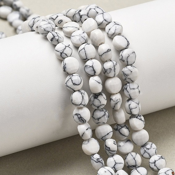 Синтетических Говлит бисер нитей, граненый квадратный разрез, плоско-круглые