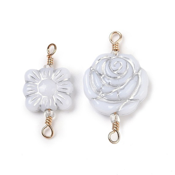 Непрозрачные акриловые звенья соединительные подвески, без кадмия, без никеля и без свинца, с петлями из латуни с покрытием из настоящего золота 18k, серый