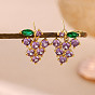 Brass Pave Cubic Zirconia Stud Dangle Earrings, Grape