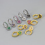 Brass Micro Pave Cubic Zirconia Hoop Dangle Earrings, Heart, Golden/Platinum